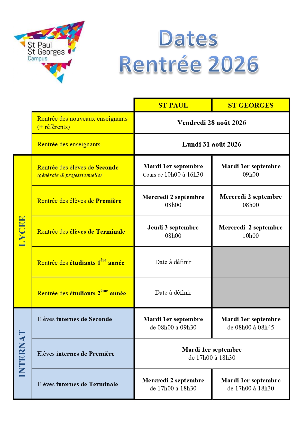 rentrée 2026